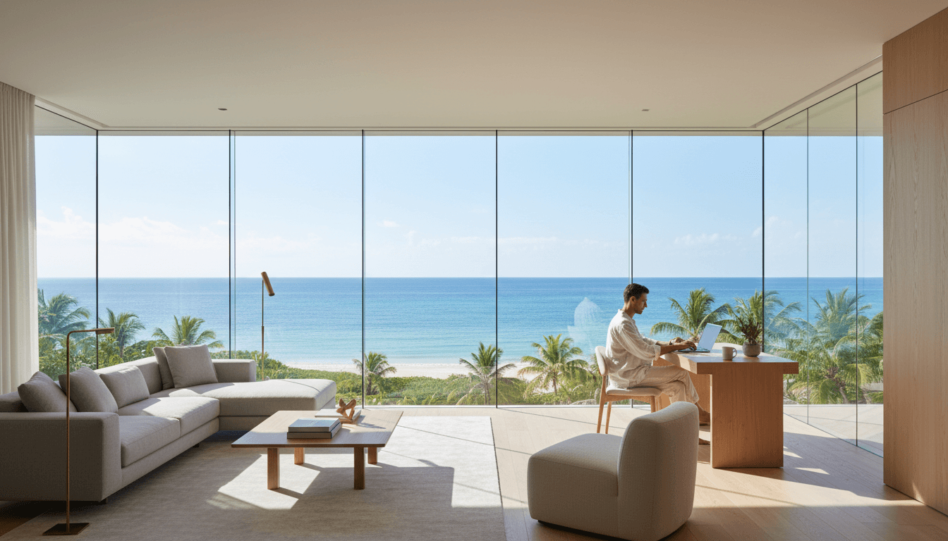 Scandinavian living room overlooking Pattaya coastline